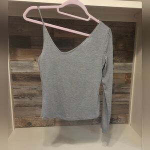 Final Touch Heather Gray Asymmetrical One Shoulder Long Sleeve Crop Top